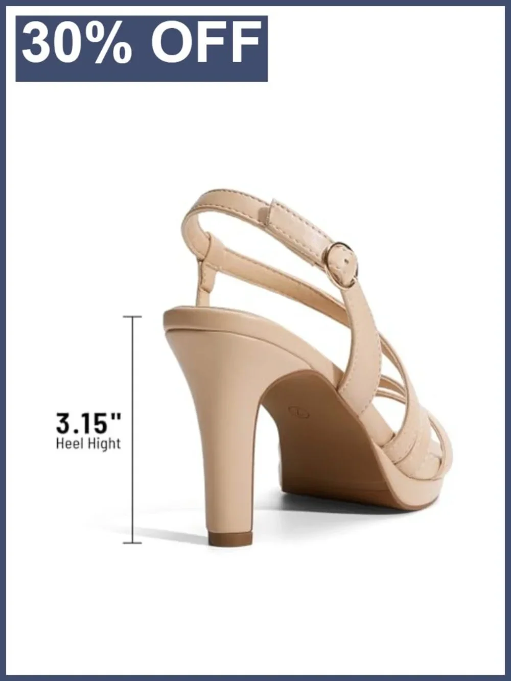 Women's Strappy Platform Heels Faux Leather Dress Sandals Slingback